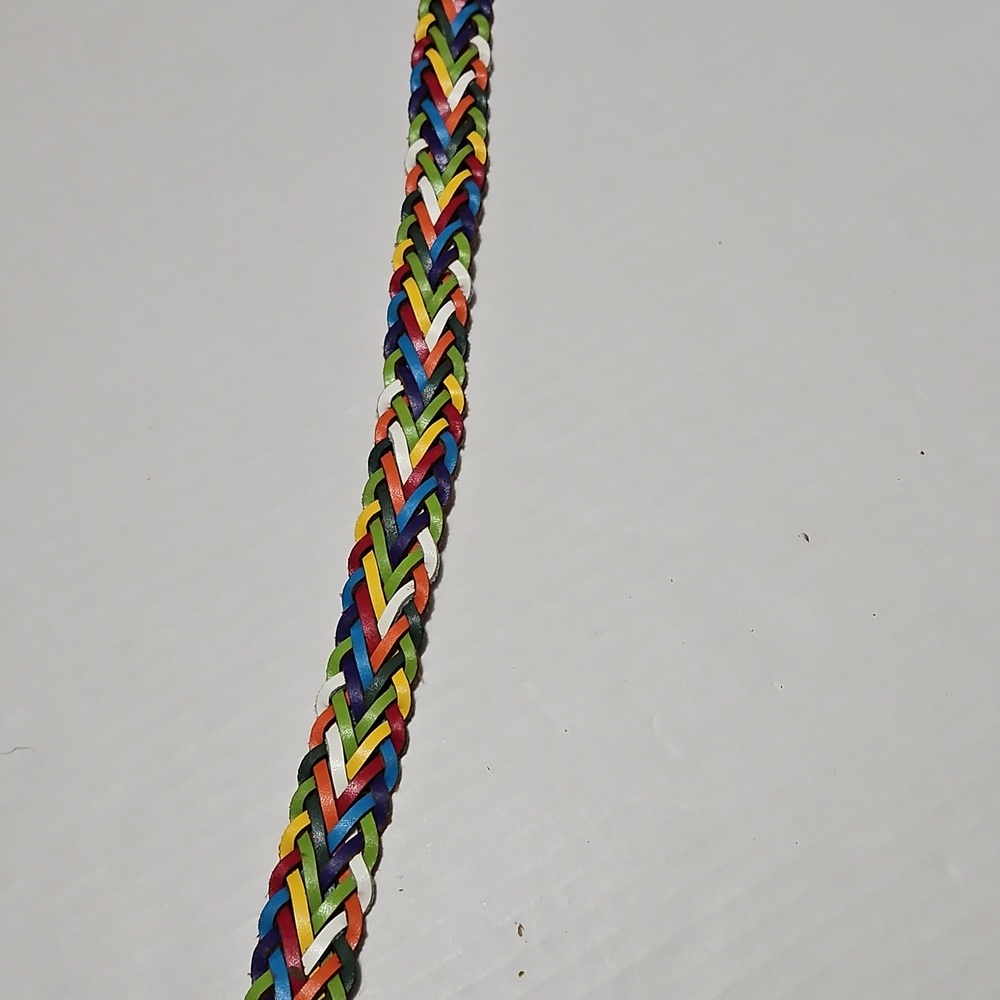 Argentina Amiee Lynn Multicolor Braided Leather Belt with Green Accents Size M/L - Picture 7 of 10